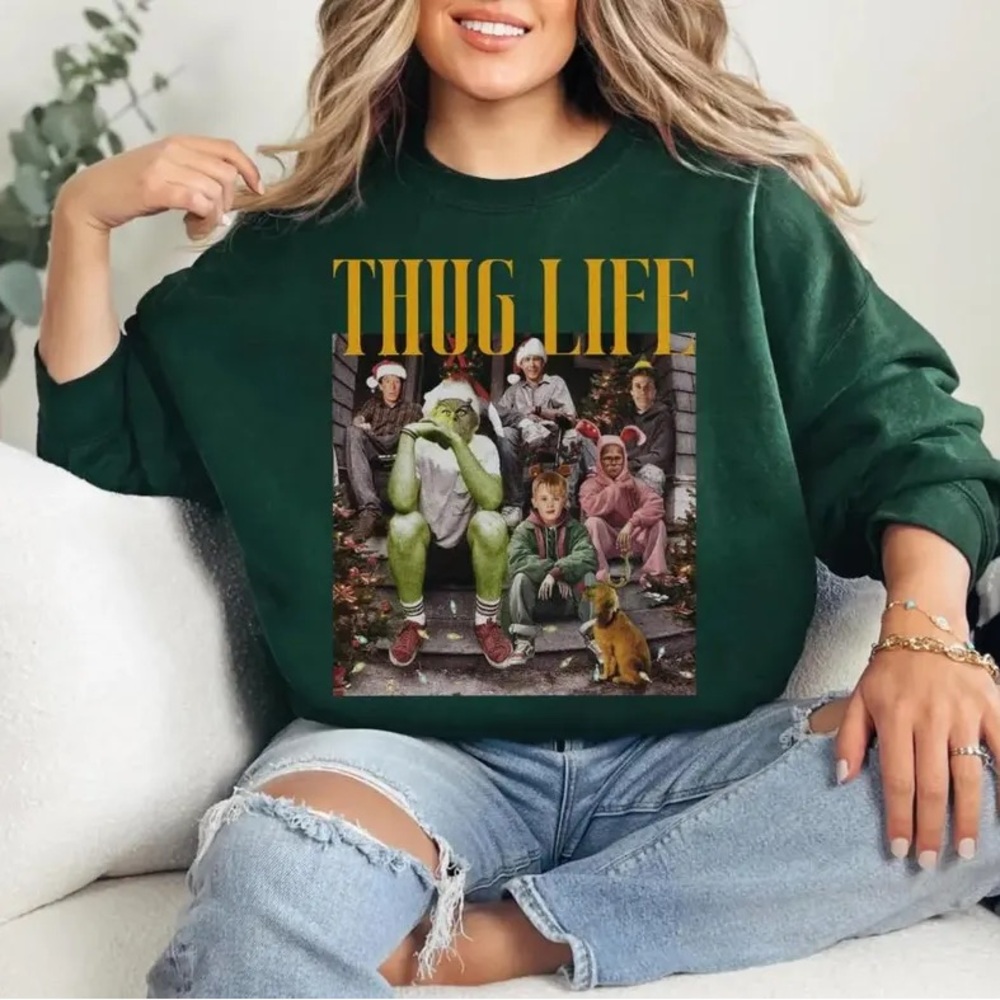 Thug Life Christmas Friends Shirt, Thug Life Green Shirt, Movie Xmas Tee
